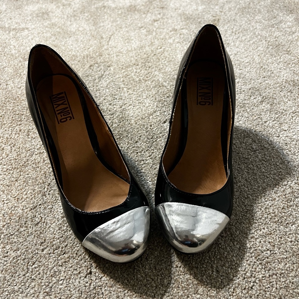 Mix No. 6 Glossy Black Heels with Silver Accents